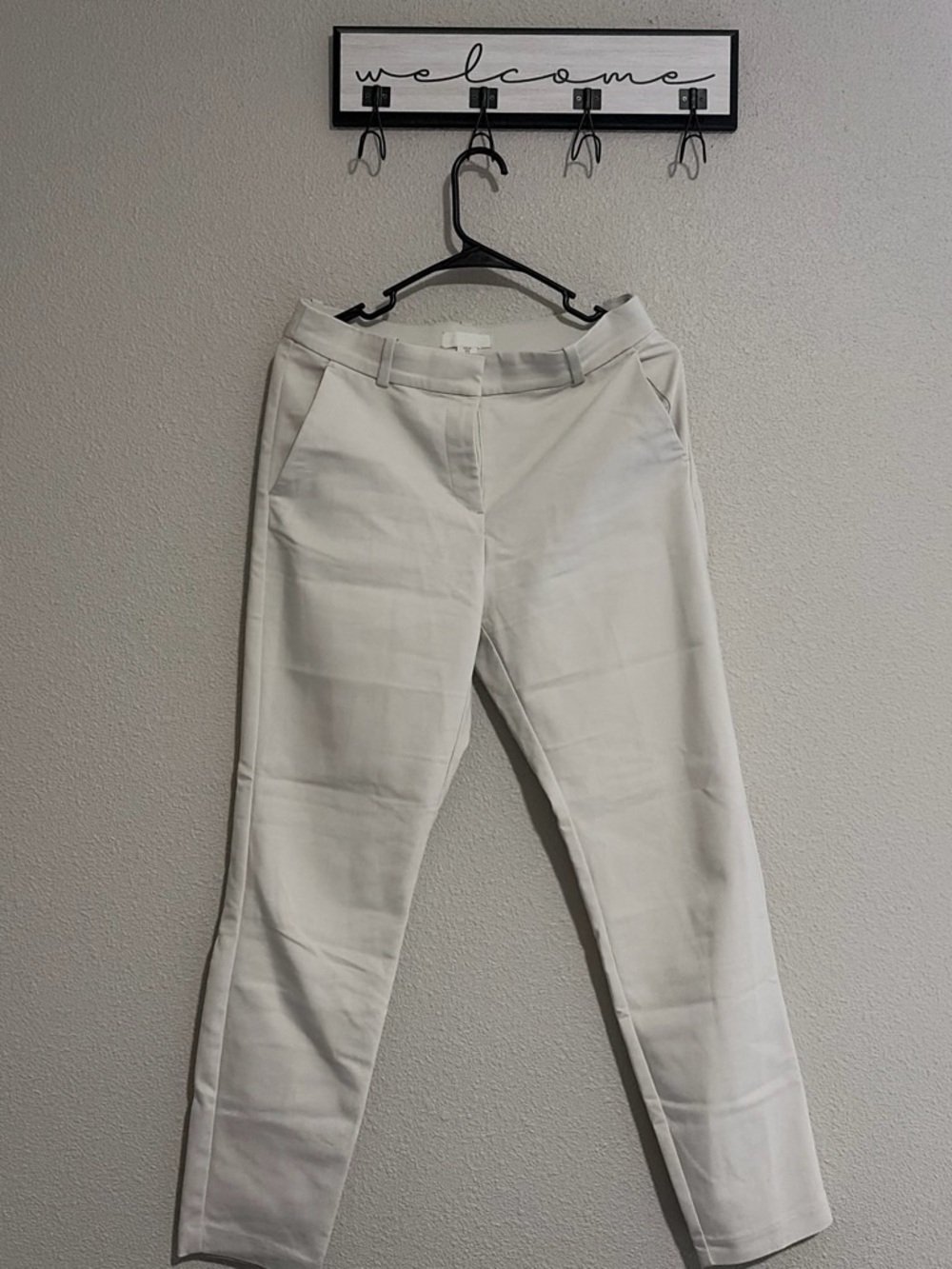 H&M Cream Straight-Leg Jeans